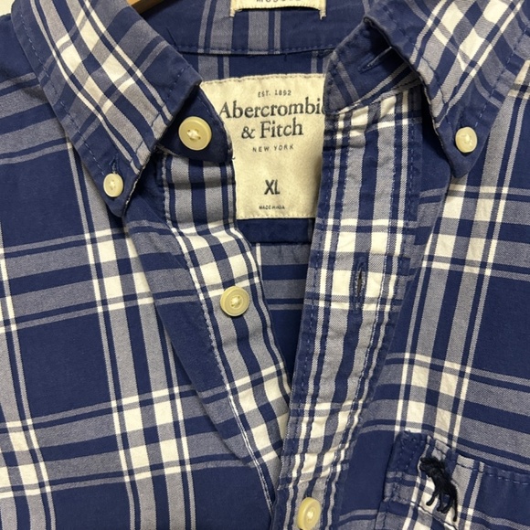 Abercrombie & Fitch Men’s Button Down Long Sleeve Shirt XL Muscle Blue/White - Picture 4 of 10
